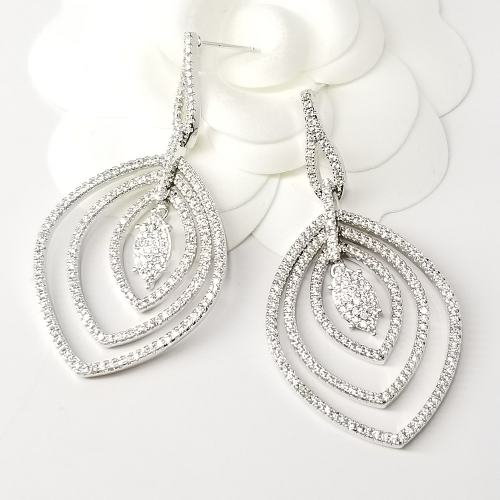 NEW Glam Bling Pave CZ Earrings - Picture 1 of 7